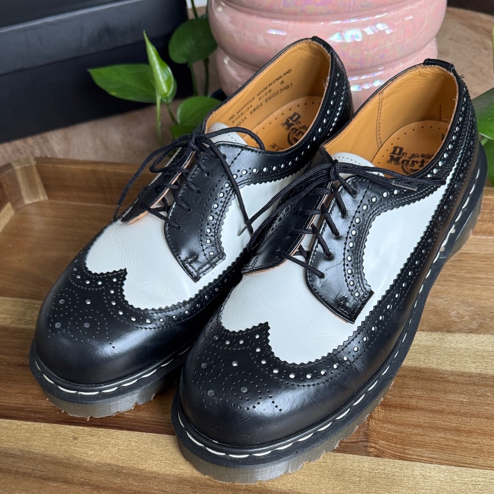 Vintage Dr. Martens Made in England Brogues | Black & White Wingtip |